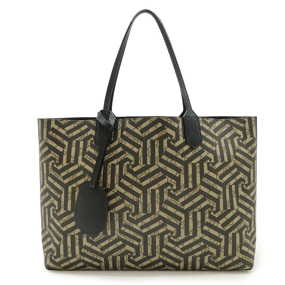 Gucci GG Kaleido Supreme Tote Bag Shoulder Reversible Leather Beige Cream Black